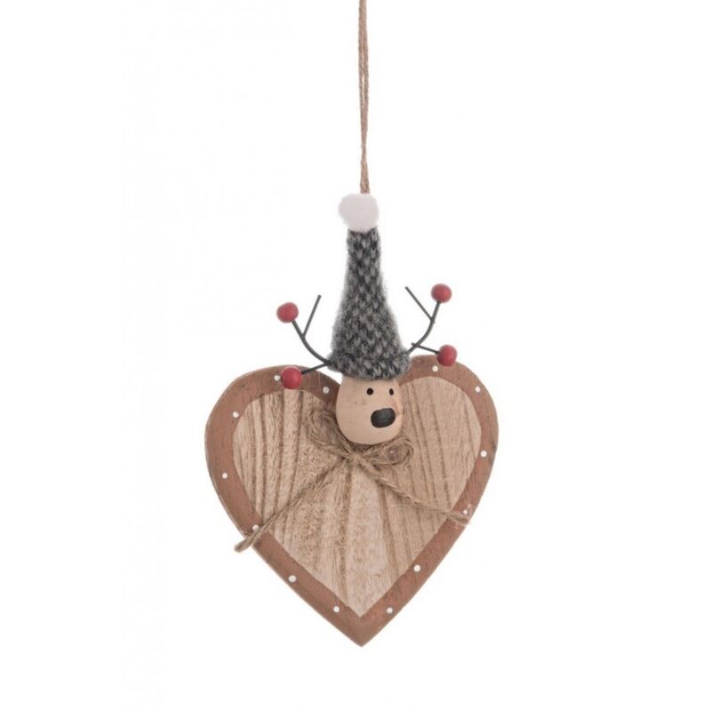 Pendaglio Matisse Cuore C de 6x - Decoración Navideña de Madera de Paulonia