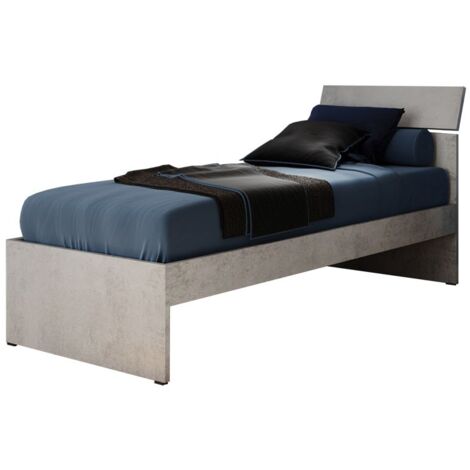 Cama individual para dormitorio, gris hormigón, cm 200x85xH 98 (1/3)