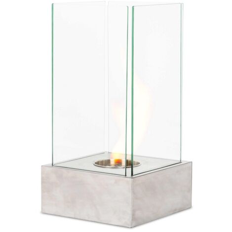 Biocamino de diseño de suelo de bioetanol gris cromo 25 x 25 x h 65 cm
