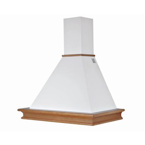 Campana de cocina rústica blanca RUSTICHELLA con estructura de madera en incrustación color nogal evita 90 cm