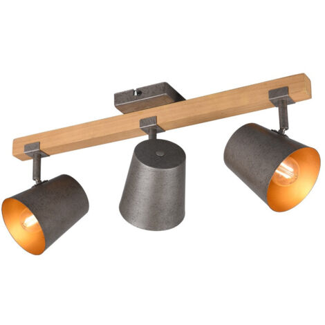 Foco 3 focos regulable madera y metal níquel campana trio iluminación (1/3)
