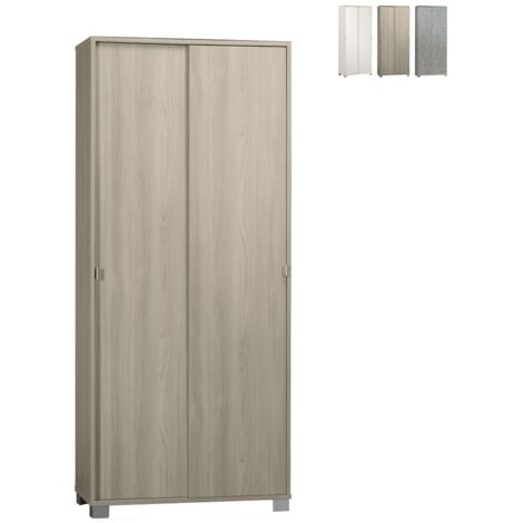Armario multiusos de dos puertas correderas con baldas Olmo claro 82x41x h190 cm