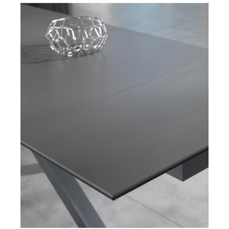 Mesa Extensible Cerámica Gris Con Patas De Metal 160/210x91 | Maisons