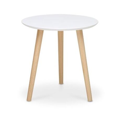 Mesa redonda blanca 3 pies de madera de pino diam.48xh.45 cm (1/5)