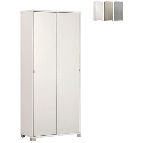 Armario multiusos de dos puertas correderas con baldas Blanco Fresno 82x41x h190 cm