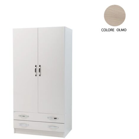 Armario con 2 puertas y 2 cajones Caja frontal blanca Olmo Cm 91x52xH 210 (1/3)