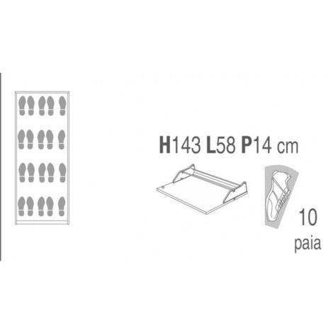 Scarpiera delgada ahorra espacio cuatro puertas Olmo Claro 63x18x h154 cm