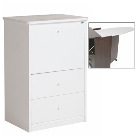 Mueble con tabla de planchar Cajones de madera de melamina blanca cm 44x57xH.89