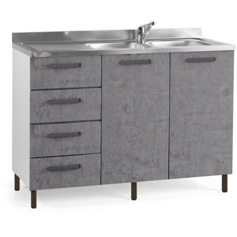Fregadero de cocina gris cemento 2 puertas c - cass. SX Cm 120x50xH 85
