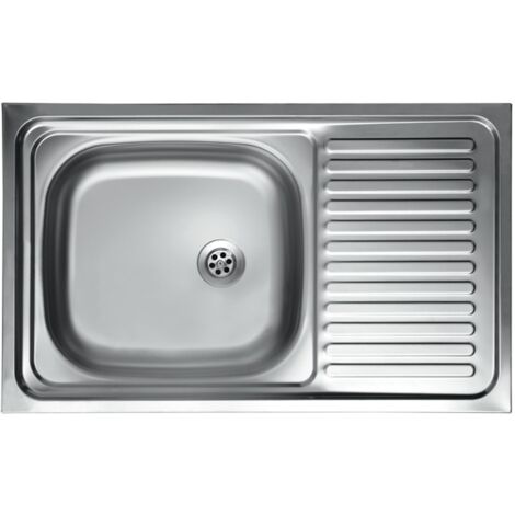 Fregadero de cocina con escurridor derecho en encimera acero 50x80 cm