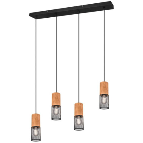 Suspensión Tosh Black 4xE27 Jaula de madera y metal L65 cm Trio Lighting (1/4)