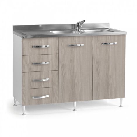 Fregadero de 2 puertas de olmo con cajones SX Cm 120x50xH 85