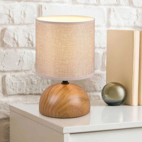 Lámpara de Sobremesa Base de Luces Media Esfera Efecto Madera Con Pantalla Beige Trio Lighting (1/5)