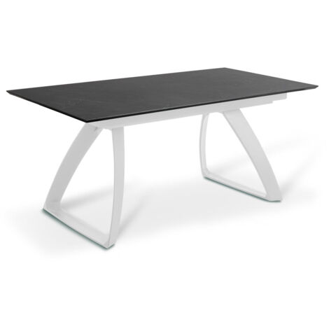 Mesa extensible con patas de aluminio y parte superior negra 170/270x90x76h cm (1/5)