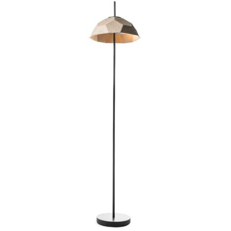 Lámpara de pie gris paloma pantalla negra 160 cm de altura (1/5)