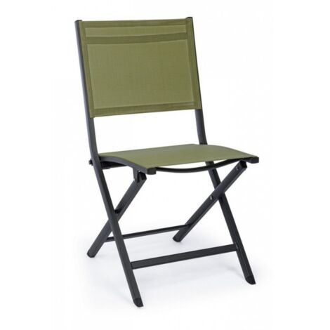 Silla de exterior en aluminio Antracita Verde ELIN 47x57x h88 cm