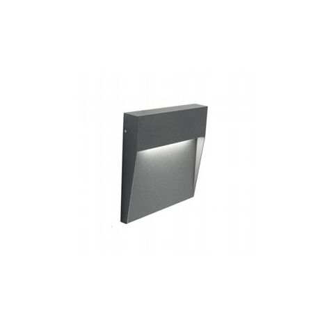 Lámpara de pared cuadrada de aluminio fundido con difusor satinado - 3W, 361 lúmenes, luz cálida grafito (1/3)