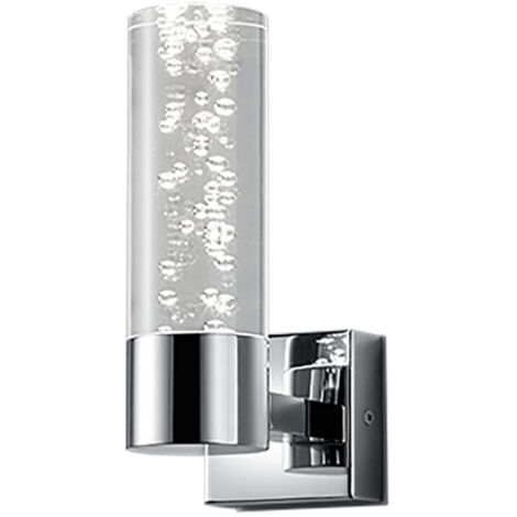 Aplique de Pared Led Bolsa Cilindro Cromado Pantalla Burbuja Efecto IP44 Trio Iluminación