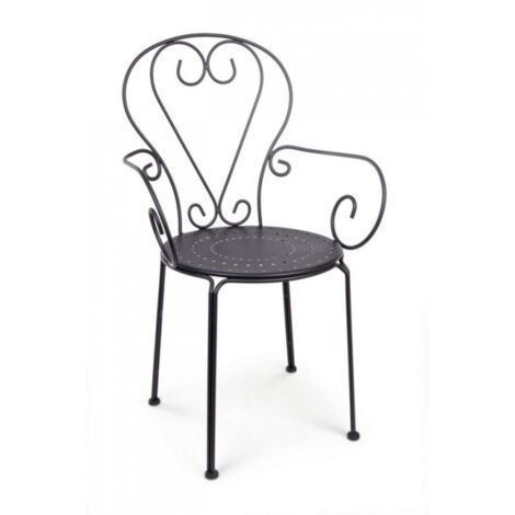 4x Silla de jardín con reposabrazos en acero antracita ETIENNE 49x49x h89 cm (1/5)