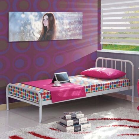 Cama individual Génova de metal blanco (1/5)
