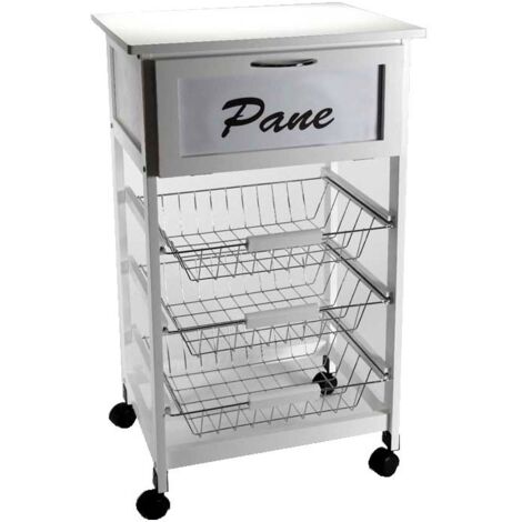 Carro con ruedas de madera para cocina con casita cm 47 x 37 x 85 h (1/5)