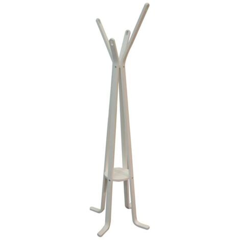 Perchero de pie de madera blanca con 4 brazos 50x180cm