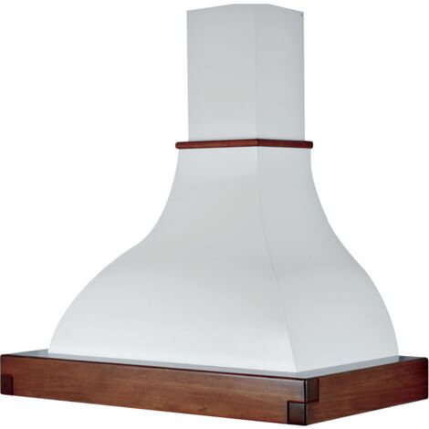 Campana de cocina rústica LALLA blanca con estructura de madera color tabaco 90 cm (1/3)
