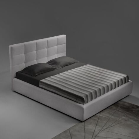 Cama doble Napoli en tela gris con contenedor (1/5)
