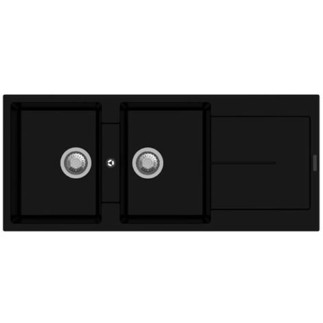 Fregadero Enigma D200 2 senos y escurridor negro (1/5)
