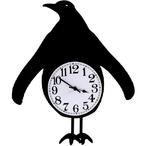 Pingüino reloj de madera con péndulo negro cm38x37x6 (1/2)