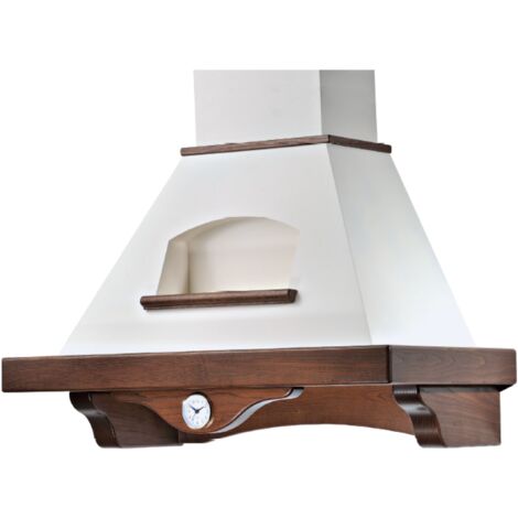 Campana de cocina rústica AIDA blanca con estructura de madera color tabaco y reloj de 90 cm (1/2)