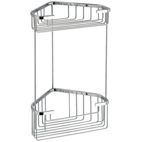 Soporte de jabón doble de esquina en acero inoxidable. (1/3)