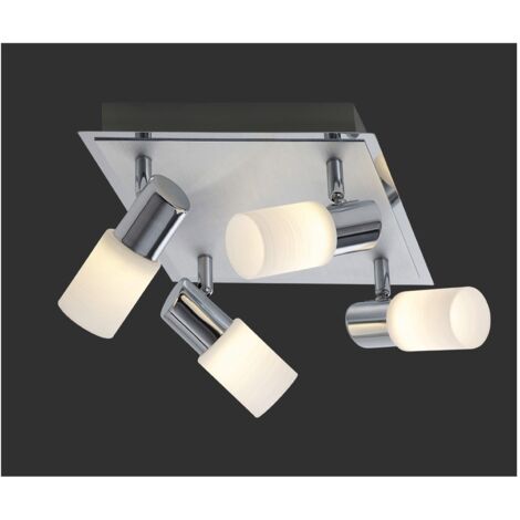 Clapton Foco Cuadrado 4 Spot Led Cromado Y Cristal Blanco 23x23 cm Trio Lighting (1/3)