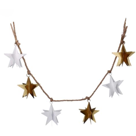 Festón estrella metal blanco y dorado 135x13x13 cm (1/5)