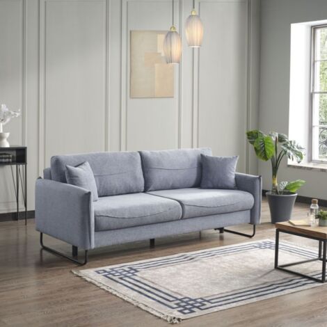 Sofá cama gris claro 214x108x96 (1/4)