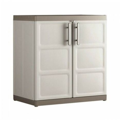 Armario bajo multiusos de dos puertas y dos baldas Beige EXCELENCIA 89x54x h93 cm
