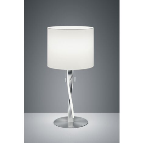 Lámpara de Mesa Moderna Nandor Pantalla Níquel Tela Blanca Iluminación Led Trio (1/5)