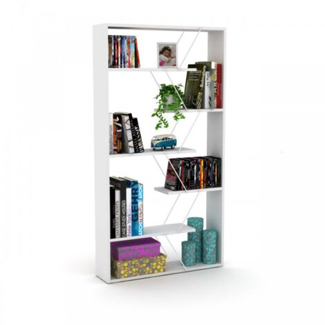 Librería divisoria moderna blanca 84x22x157 cm h (1/5)