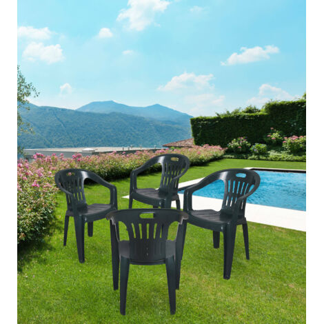 Silla de exterior de plástico verde con reposabrazos Piona (1/5)