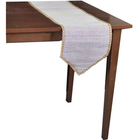 Mantel camino de mesa rectangular de tela blanca cm30x150 (1/5)