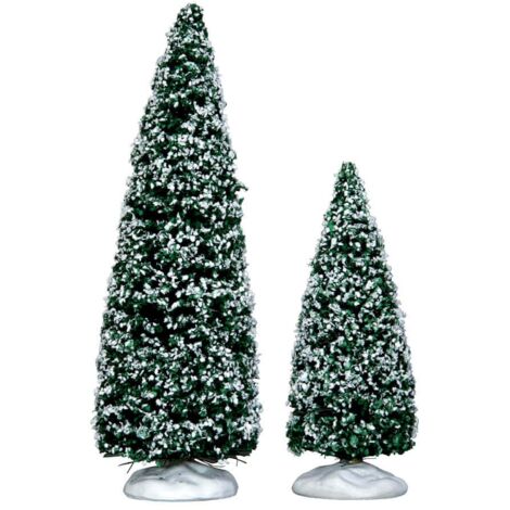 Árbol de enebro nevado Lemax mediano y pequeño