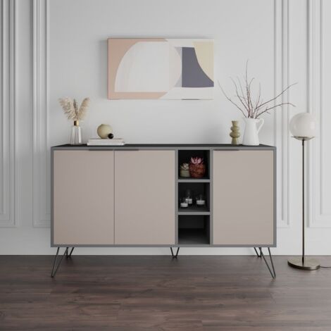 Mueble antracita de 3 puertas en color tortora 142x35,5x83h (1/5)