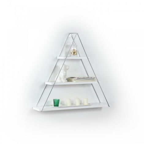 Librería de pared triangular tablón de anuncios piramidal blanco 74 x 13 x 61h cm (1/5)