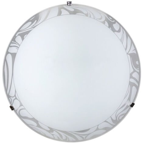 Plafón 1xE27 con Ganchos en Cromo y Placa Cristal Blanco (1/2)