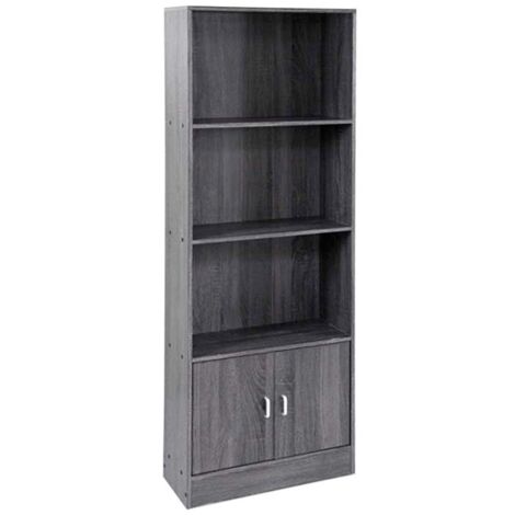 Librería 3 baldas 2 puertas color gris 60x24xh.170 cm (1/5)