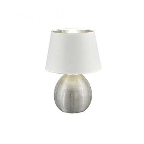 Lámpara Base Cerámica Plata Pantalla Luxor Blanco Ø24 cm Trio Lighting (1/3)