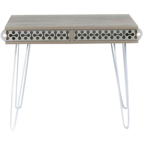Escritorio Ilia con patas de metal blanco y tapa de roble 96x51x75 HMT190642 (1/5)