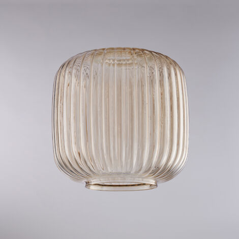 diffusore in vetro soffiato ambra con decoro rigatura in rilievo H.20 - Ø20