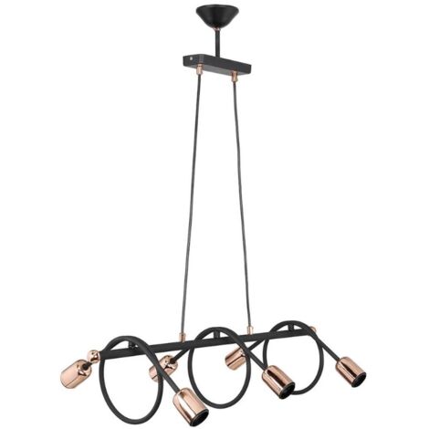 Lámpara de techo Derbent MDL3938 en metal negro con seis portalámparas H88xL68. (1/3)
