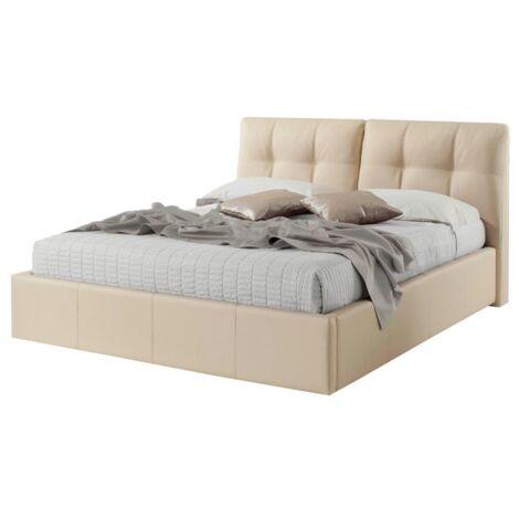 Cama doble en ecopiel color crema con contenedor 182x216xh.104 cm (1/5)